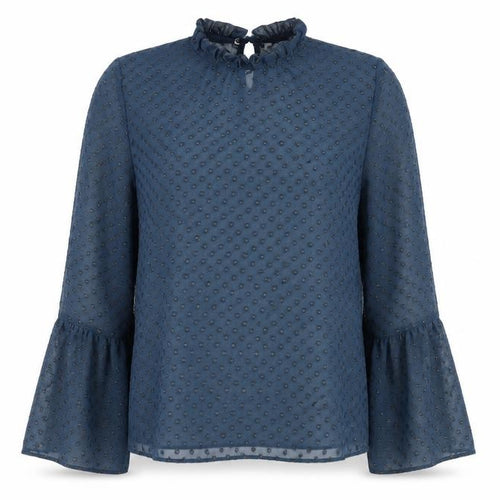 New Look Womens Blue Polka Dot  Basic Blouse Size 10  - Sheer