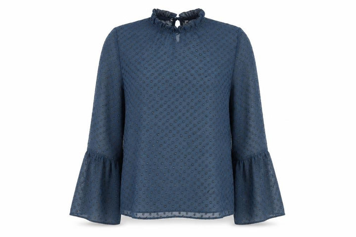 New Look Womens Blue Polka Dot  Basic Blouse Size 10  - Sheer