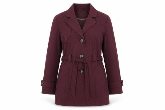 Front view of BHS women’s red overcoat coat, size UK 12