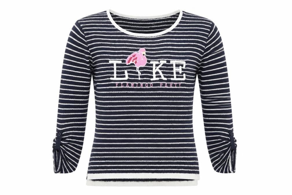 BSK Womens Blue Striped  Pullover Jumper Size M