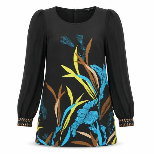 Star Womens Black Floral  A-Line  Size 12