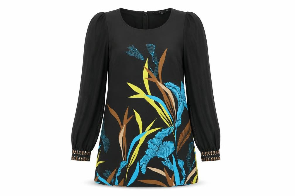 Star Womens Black Floral  A-Line  Size 12