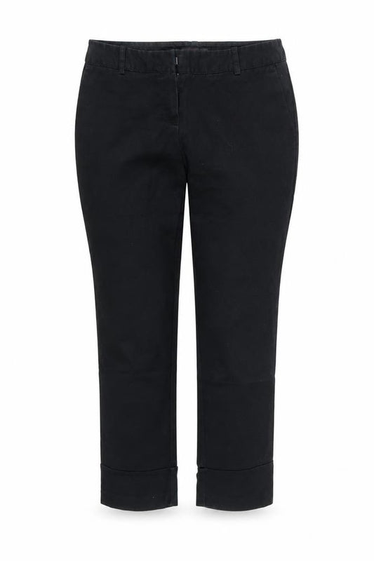 Front view of Next women’s black tapered jeans, size UK 8, 24-inch leg