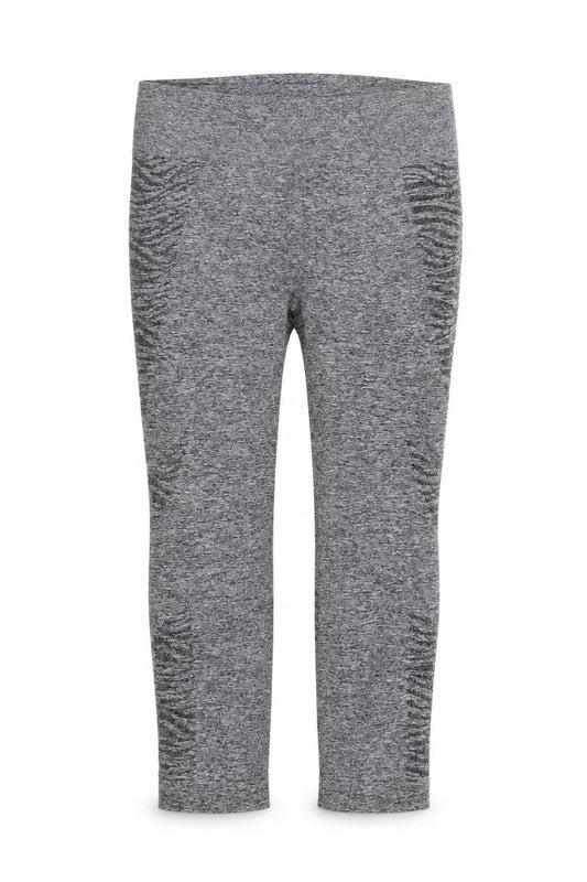 Front view of Preworn women’s grey compression leggings, 19-inch leg