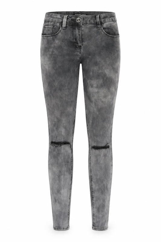 Front view of Fashion Union women’s grey denim skinny jeans, size UK 10, 28-inch leg