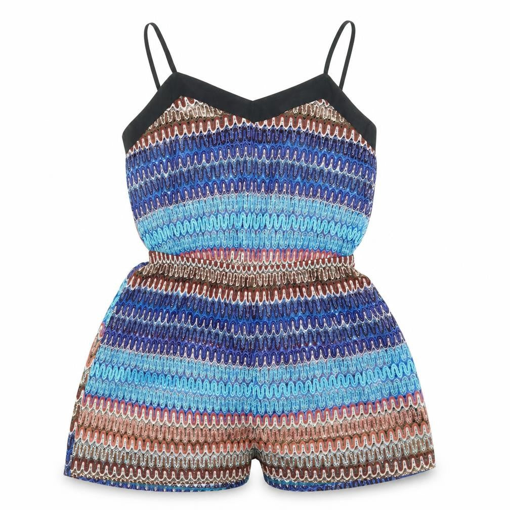 Topshop Womens Blue Striped  Playsuit One-Piece Size S