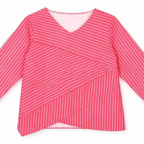 Preworn Womens Pink Striped  Basic Blouse Size 2XL