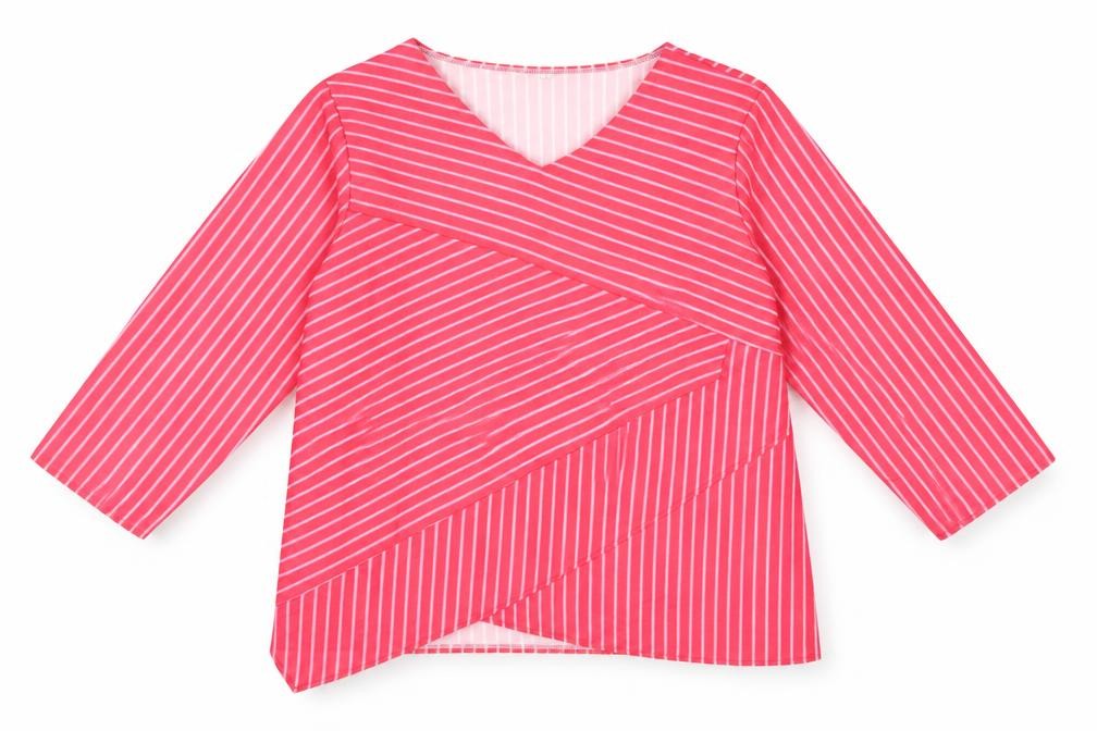 Preworn Womens Pink Striped  Basic Blouse Size 2XL