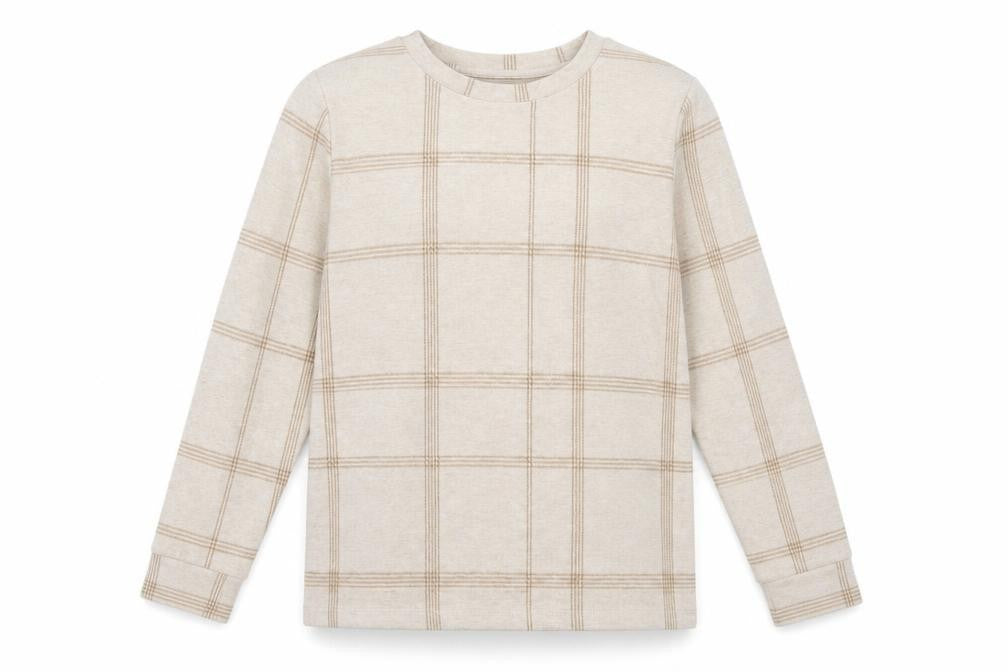 Marks and Spencer Womens Beige Check Knit Pullover Jumper Size 10