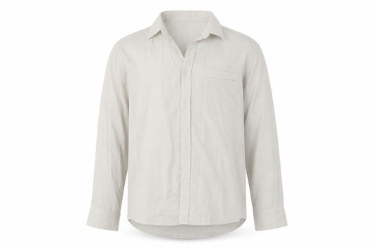 Front view of Avenue men’s beige button-up, size XL