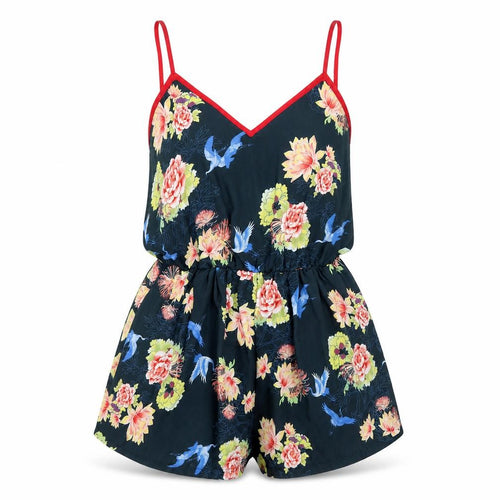 Love Womens Black Floral  Playsuit One-Piece Size S