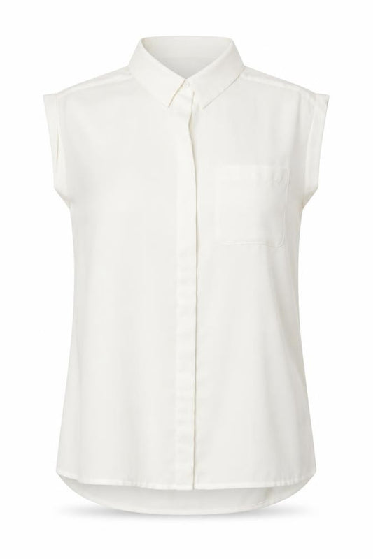 Front view of Atmosphere women’s white basic button-up, size UK 8