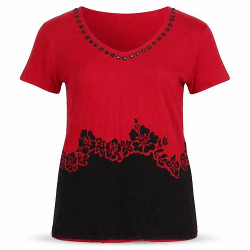 Sky Designs Womens Pink Floral  Basic T-Shirt Size 8