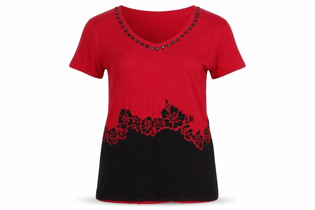 Sky Designs Womens Pink Floral  Basic T-Shirt Size 8