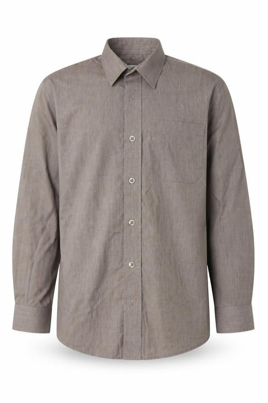 Front view of Banner boys’ brown basic button-up, size L