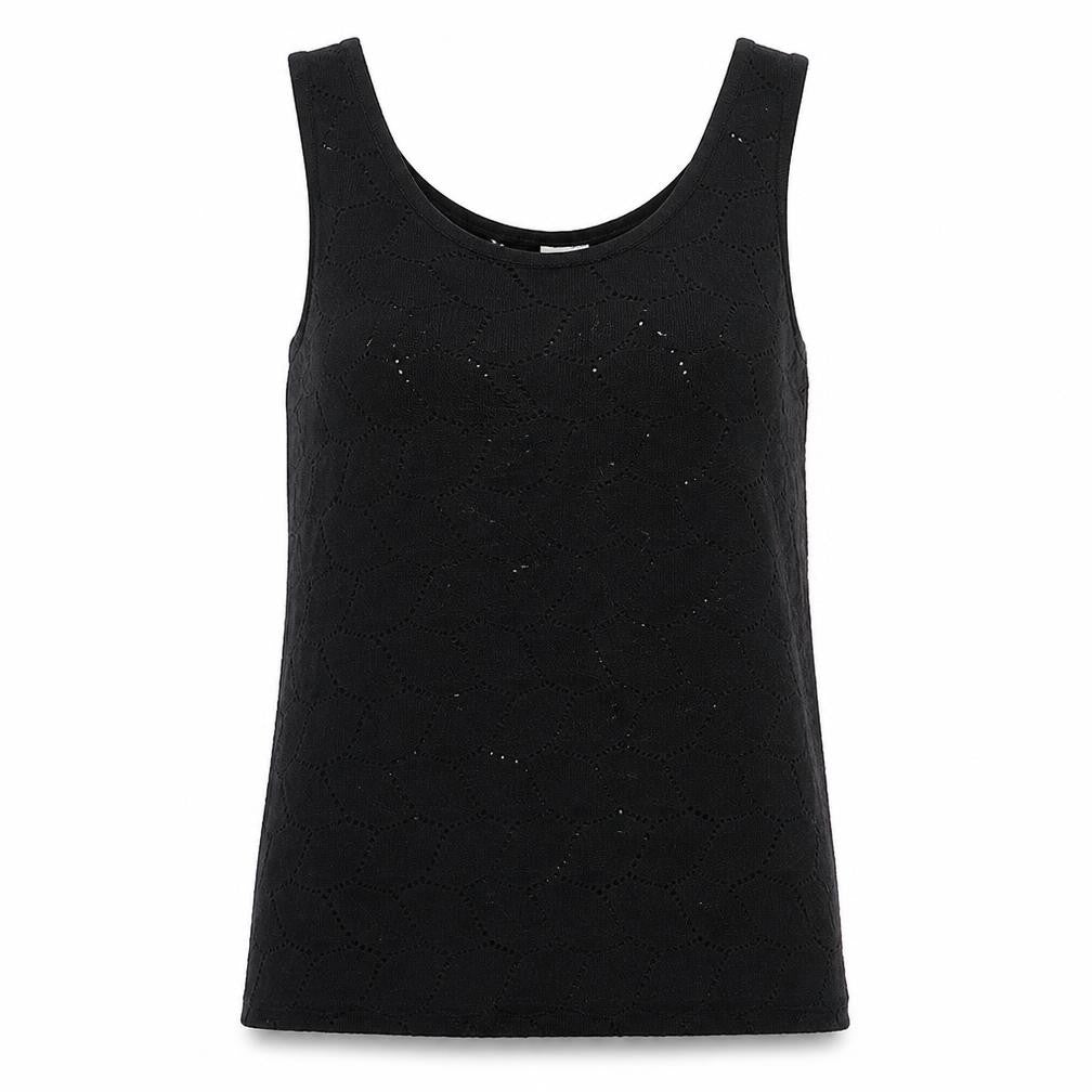Jaqueline deYong Womens Black Floral Knit Basic Tank Size M