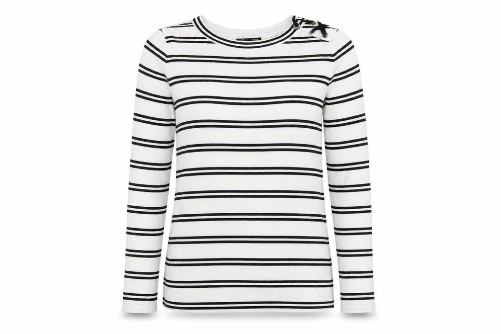 Preworn Womens White Striped  Pullover Jumper Size 6