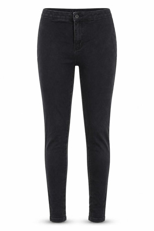 Front view of Marks & Spencer women’s grey denim skinny jeans, size UK 12, 28-inch leg