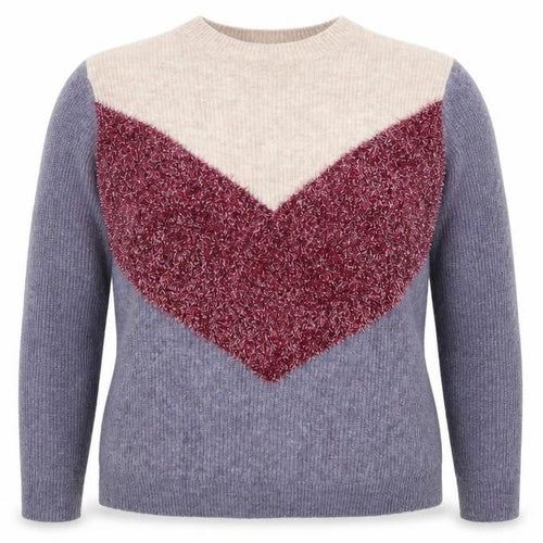 Matalan Womens Purple Geometric  Pullover Jumper Size L  - Colour Block