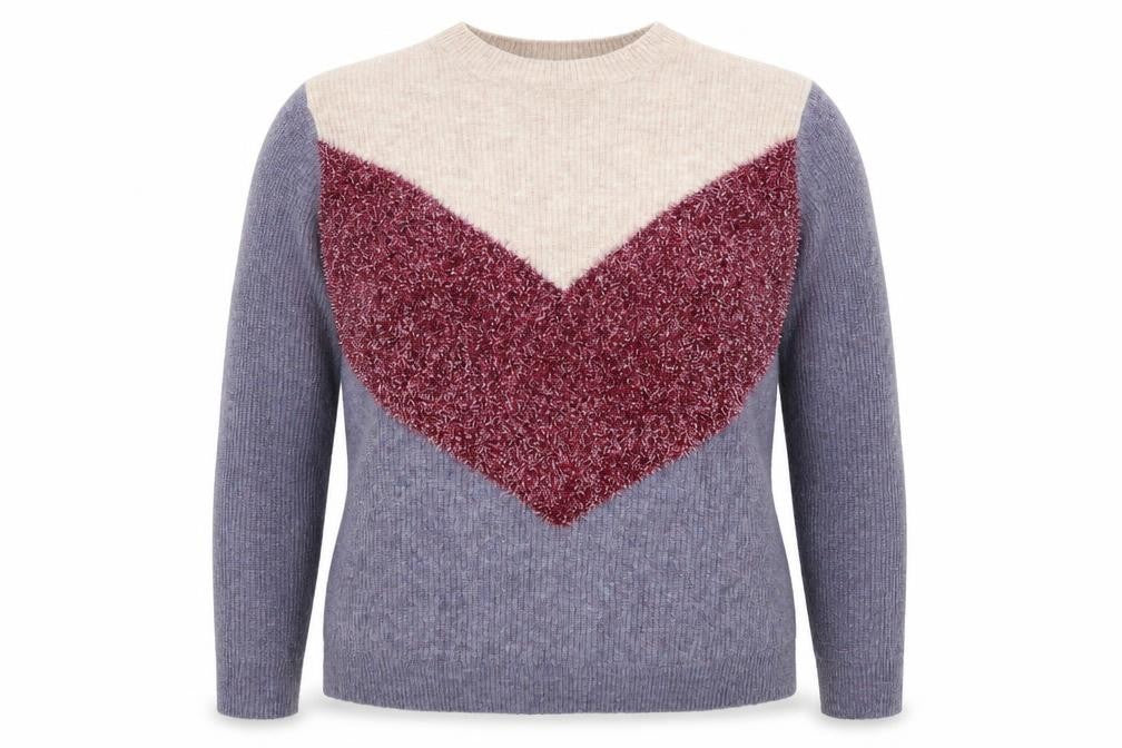 Matalan Womens Purple Geometric  Pullover Jumper Size L  - Colour Block