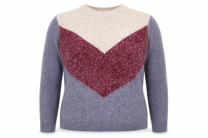 Matalan Womens Purple Geometric Pullover Jumper Size L - Colour Block