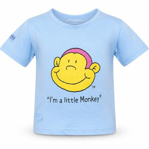 Monkey music Baby Blue  Jersey Basic T-Shirt Size 12 Months  - Little monkey