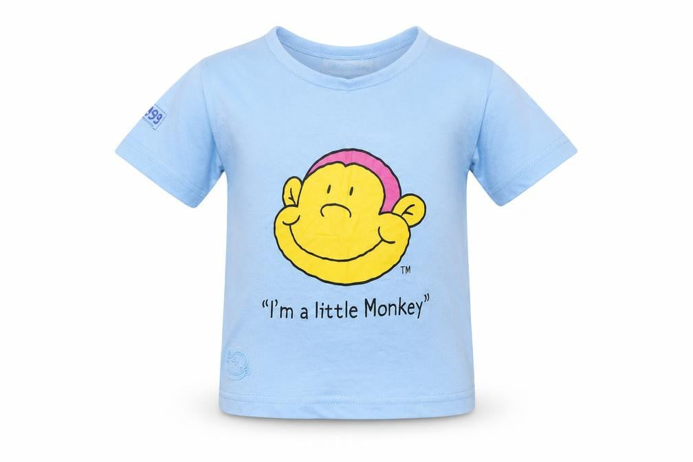 Monkey music Baby Blue  Jersey Basic T-Shirt Size 12 Months  - Little monkey