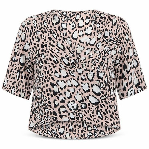 Topshop Womens Pink Animal Print Chiffon Basic Blouse Size 10