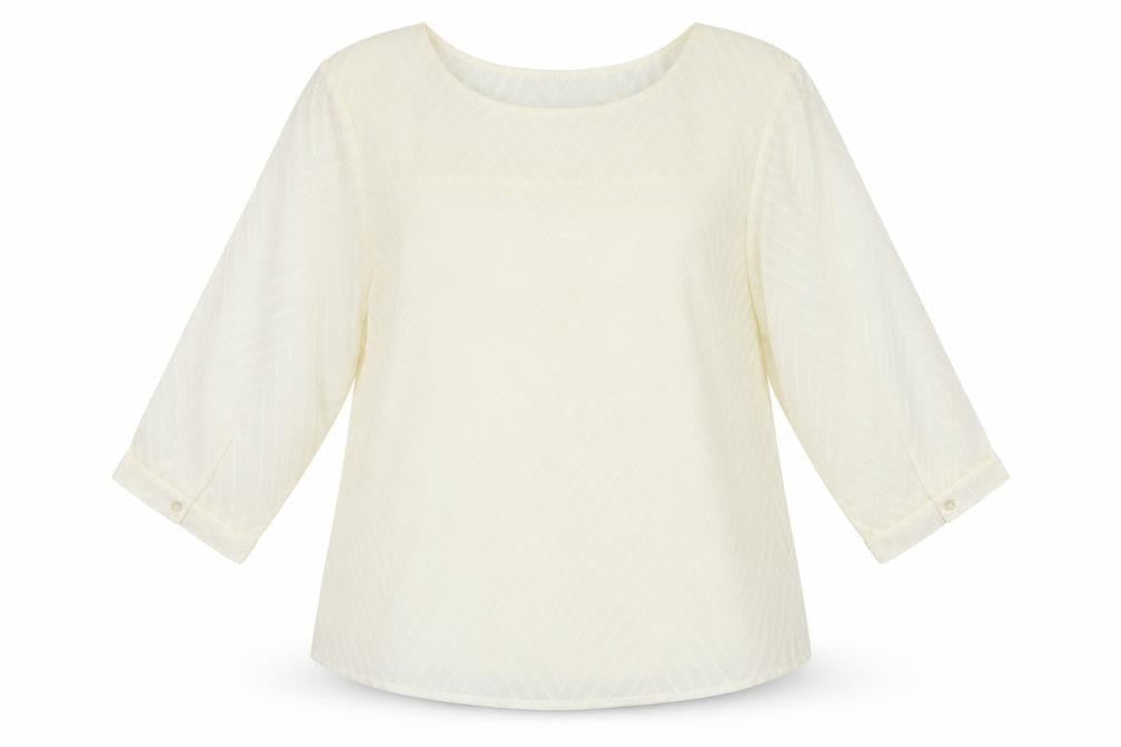 Damart Womens Ivory Striped Chiffon Basic Blouse Size 12