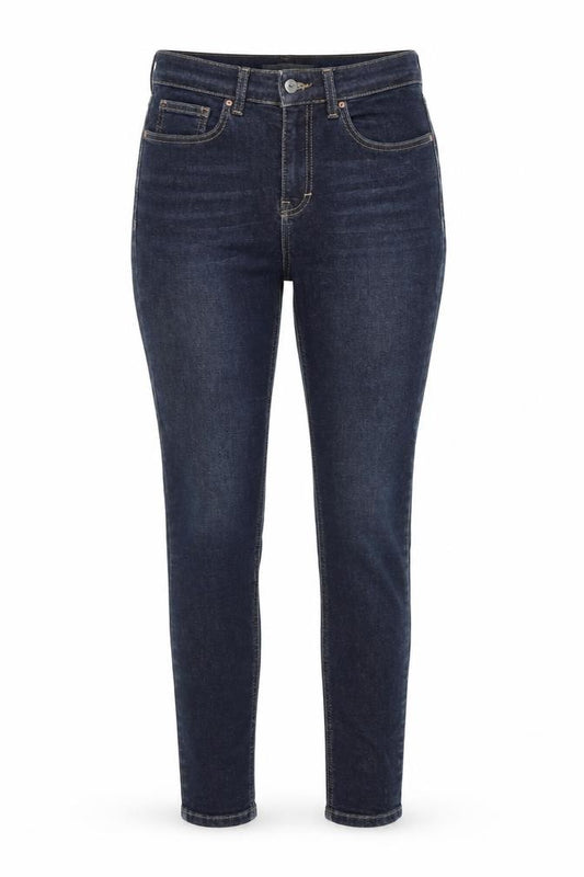Front view of Topshop women’s blue skinny jeans, size UK 28, 32-inch leg