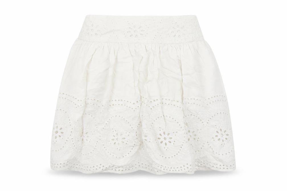 Front view of Zara girls’ white a-line skirt, size 5, years