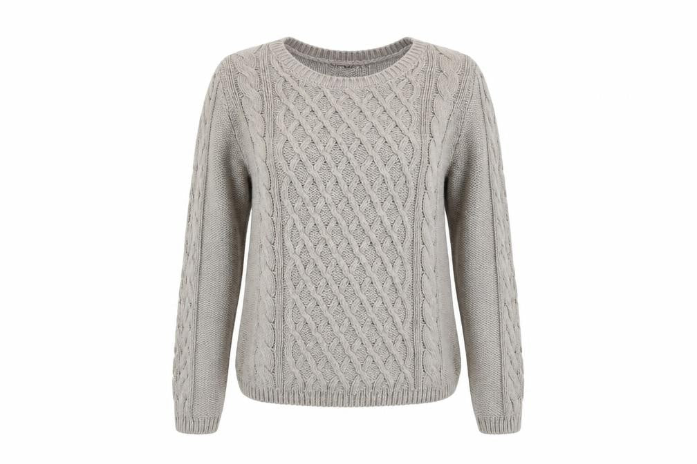 Front view of H&M women’s brown knit jumper, size L