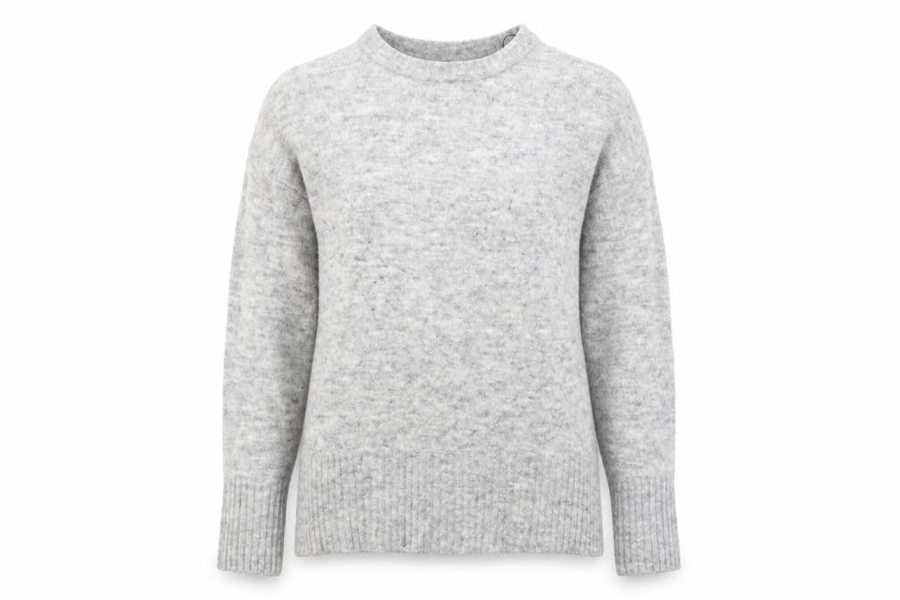 Front view of H&M women’s grey knit jumper, size S