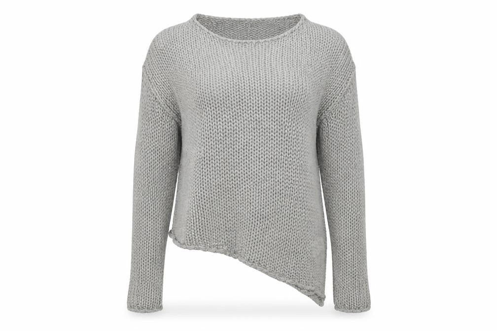 Front view of H&M women’s grey knit jumper, size M