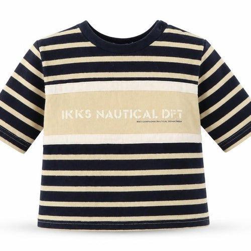 IKKS Baby Beige Striped  Basic T-Shirt Size 12 Months