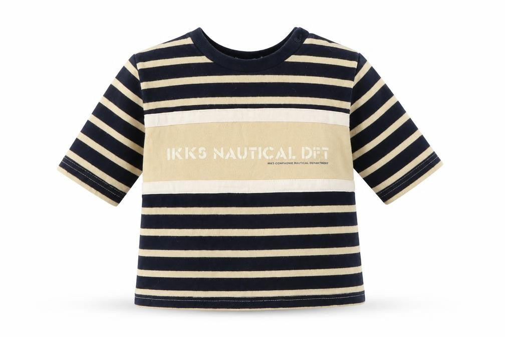 IKKS Baby Beige Striped  Basic T-Shirt Size 12 Months