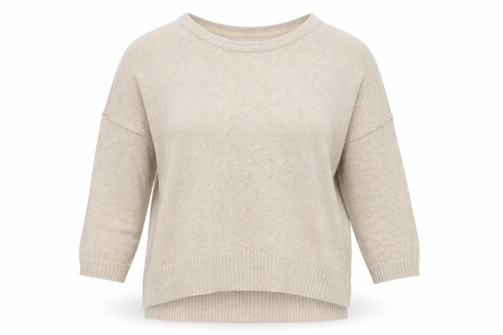 Front view of H&M women’s beige knit jumper, size XS