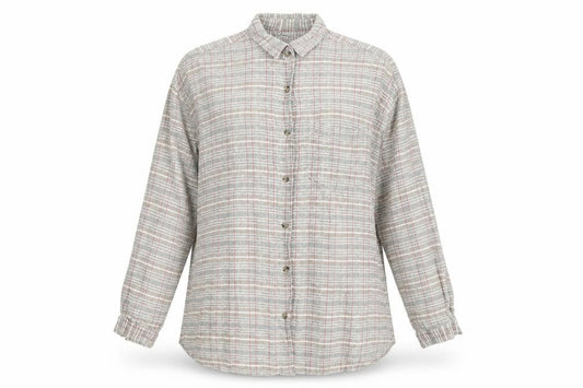 Front view of Sasperilla women’s multicoloured check basic button-up, size M