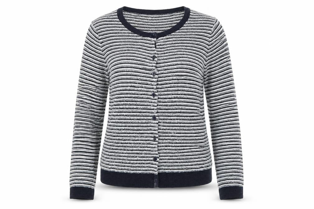 Joe Fresh Womens White Striped  Cardigan Jumper Size 12