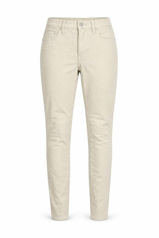 Front view of Gap women’s ivory striped corduroy skinny jeans, size UK 8, 29-inch leg - modern stretch