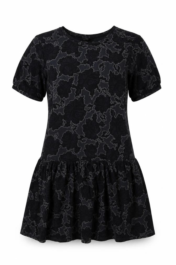 Topshop Womens Grey Floral Jersey A-Line  Size 6