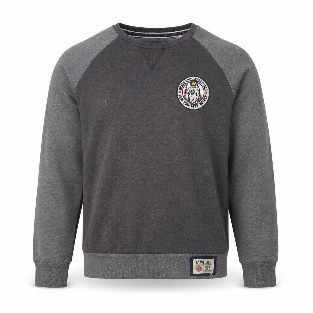 Brave Soul Mens Grey  Jersey Pullover Sweatshirt Size S