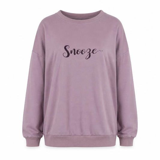 Front view of Avenue women’s purple jersey top pyjama top, size S