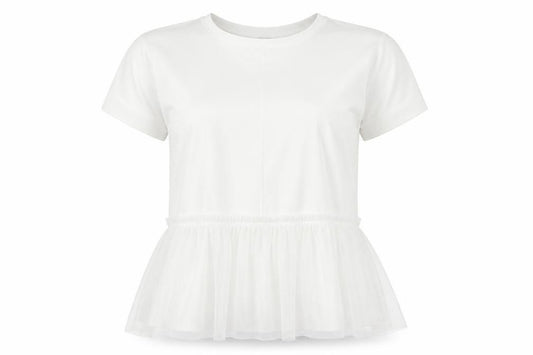 Front view of Next women’s white mesh basic blouse, size UK 10