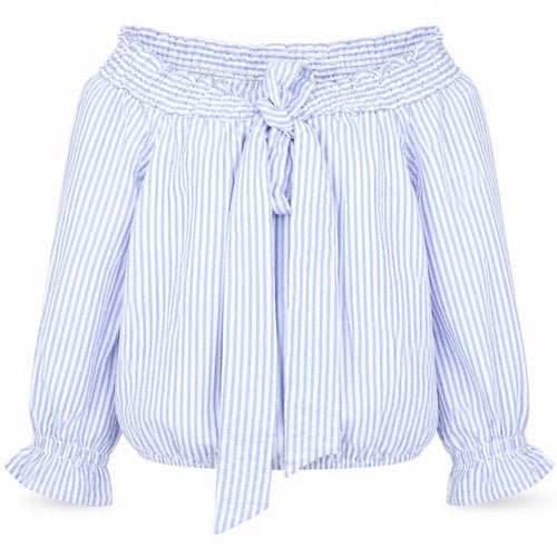 Quiz Womens Blue Striped  Basic Blouse Size S