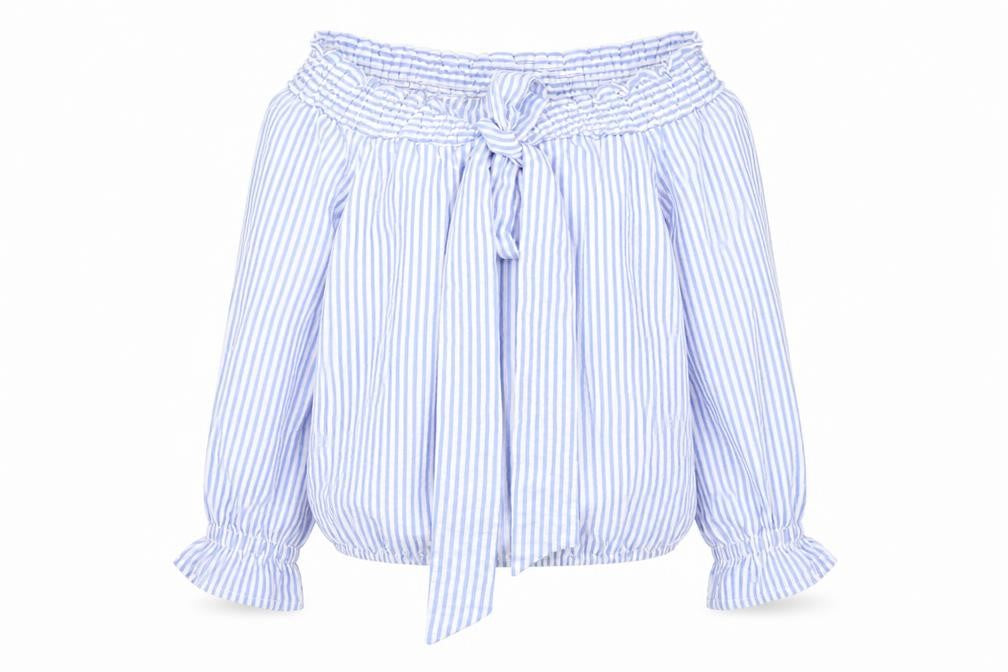 Quiz Womens Blue Striped  Basic Blouse Size S