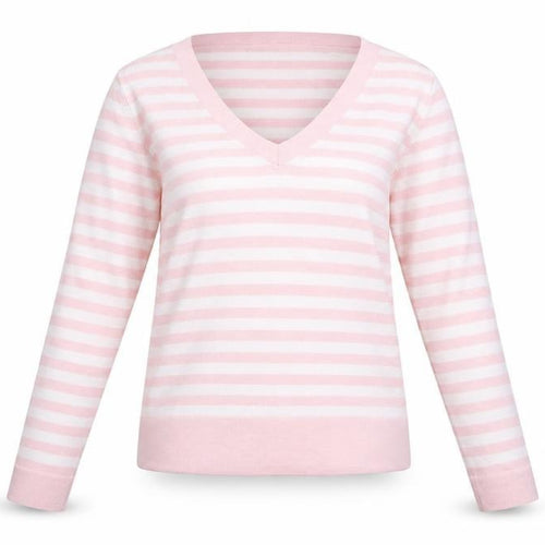 Paolo Feretti Womens Pink Striped Knit Pullover Jumper Size M