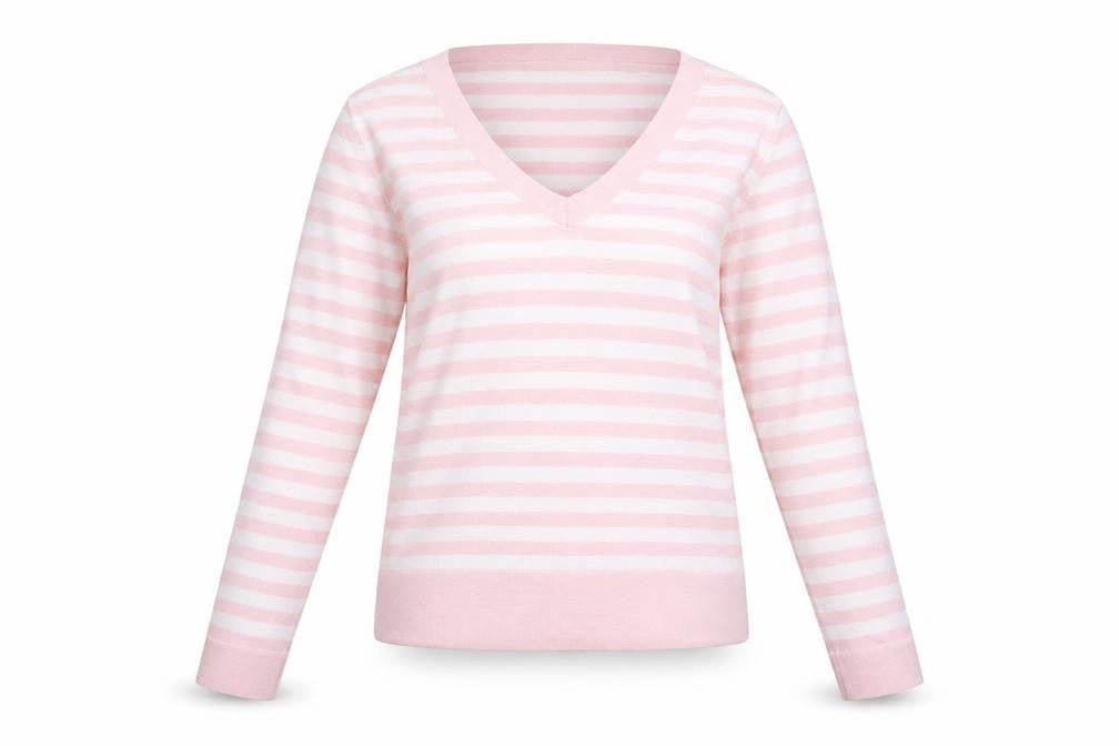 Paolo Feretti Womens Pink Striped Knit Pullover Jumper Size M