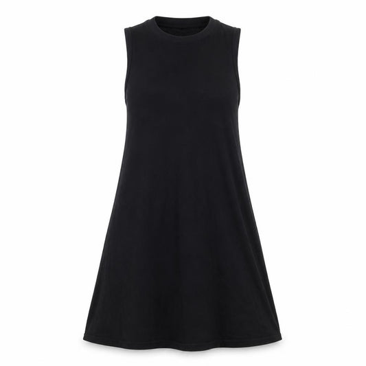 Front view of Topshop women’s black jersey t-shirt dress, size UK 6
