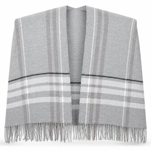 Preworn Womens Grey Striped Knit  Shawl/Wrap